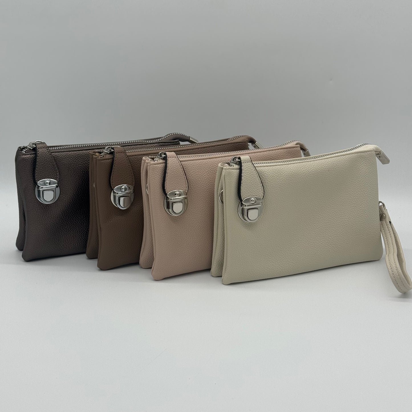 Faux Leather Clasp Crossbody Bag