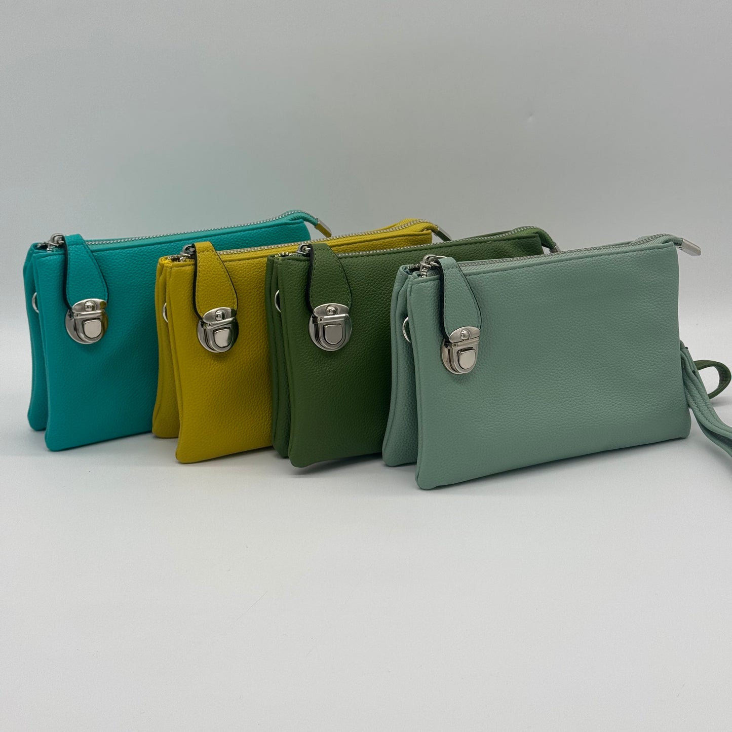 Faux Leather Clasp Crossbody Bag
