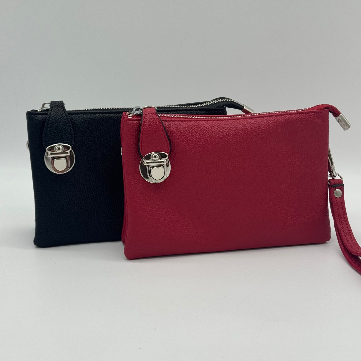 Faux Leather Clasp Crossbody Bag