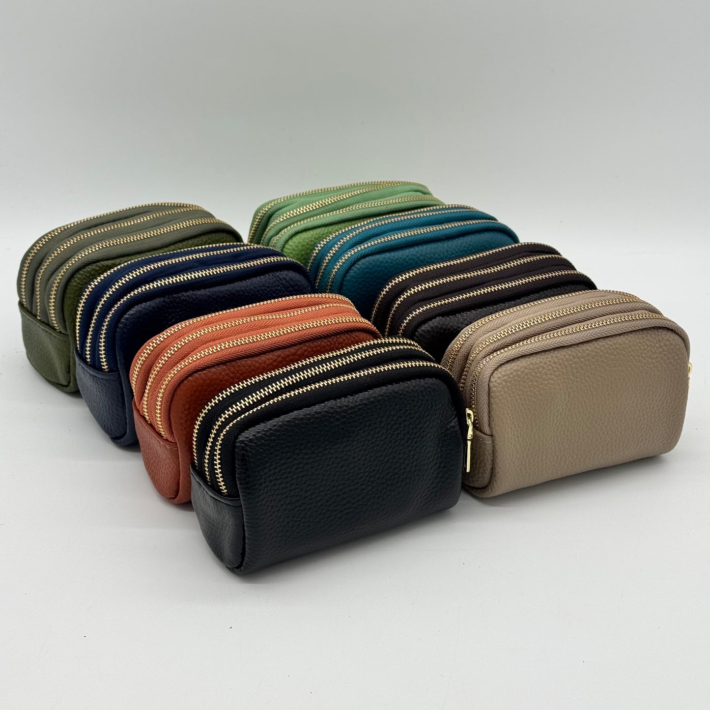 Leather Triple Zip Purse