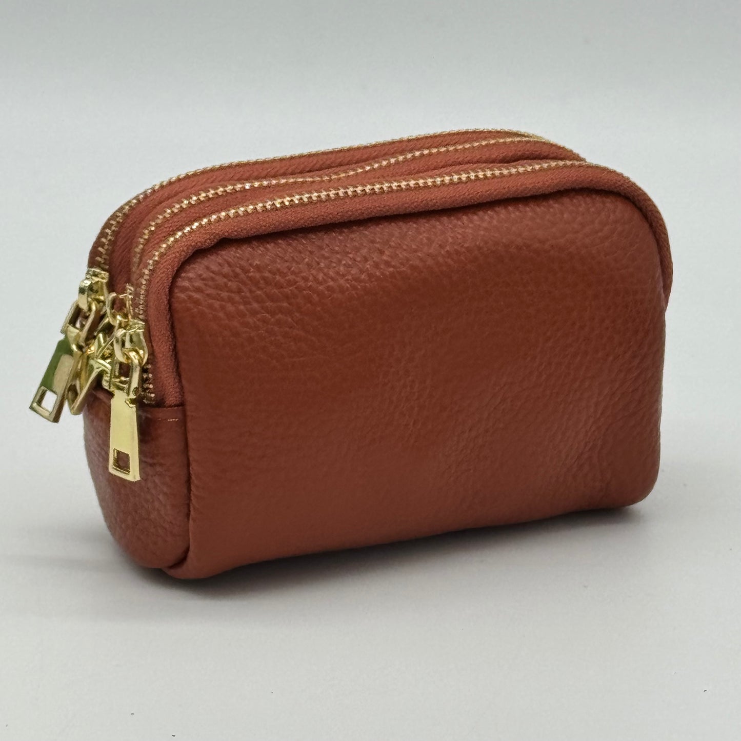 Leather Triple Zip Purse