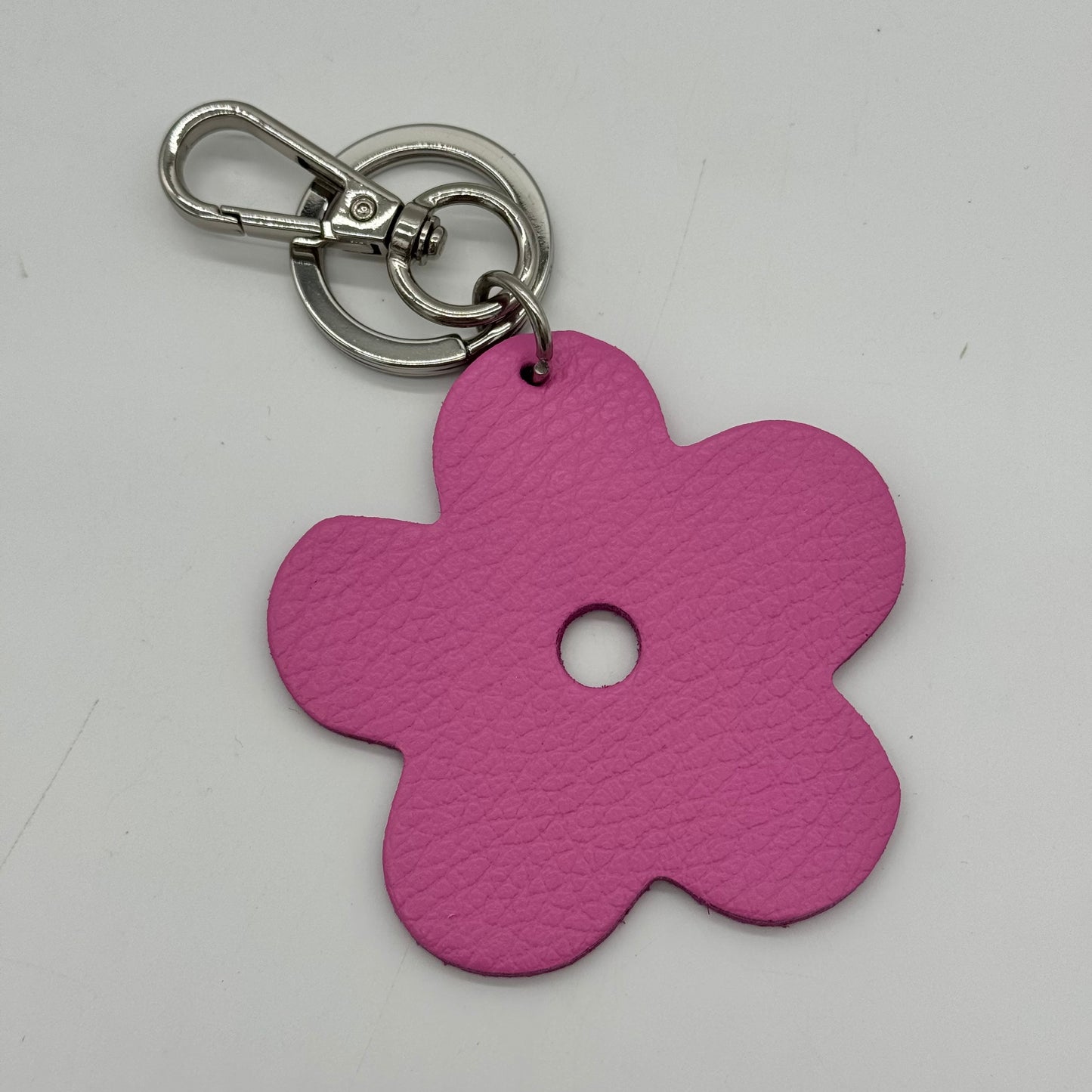 Leather Flower Bag Charm Keyring