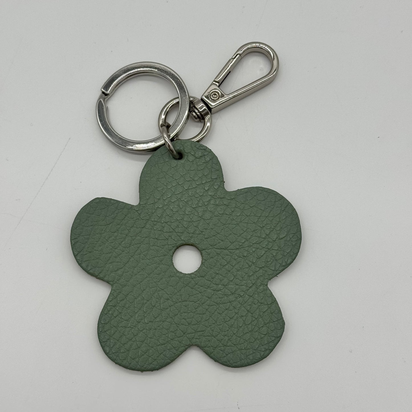 Leather Flower Bag Charm Keyring