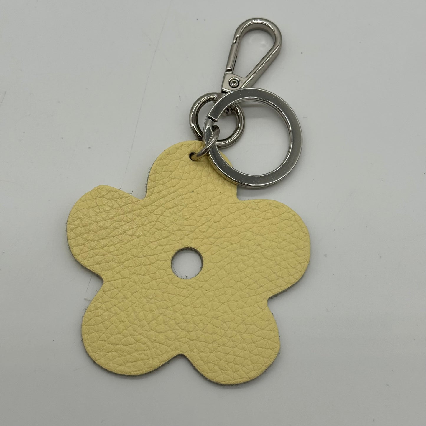 Leather Flower Bag Charm Keyring