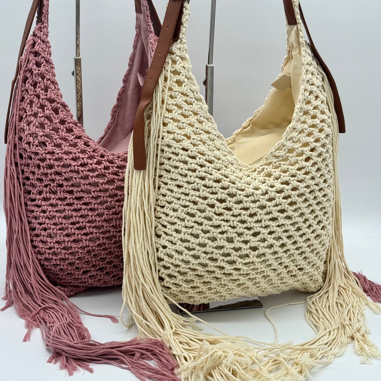 Crochet Shoulder Fringed Bag