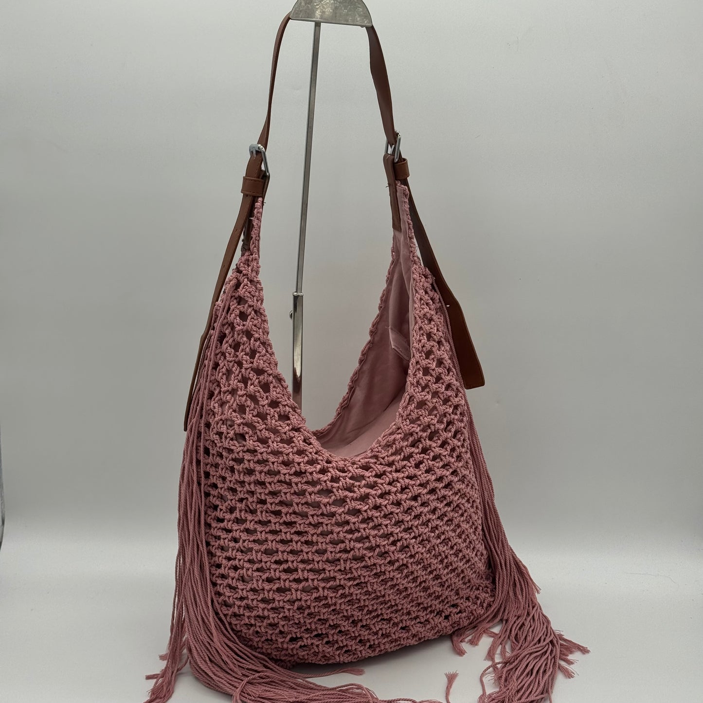 Crochet Shoulder Fringed Bag