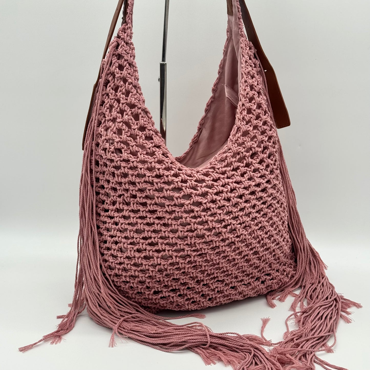Crochet Shoulder Fringed Bag