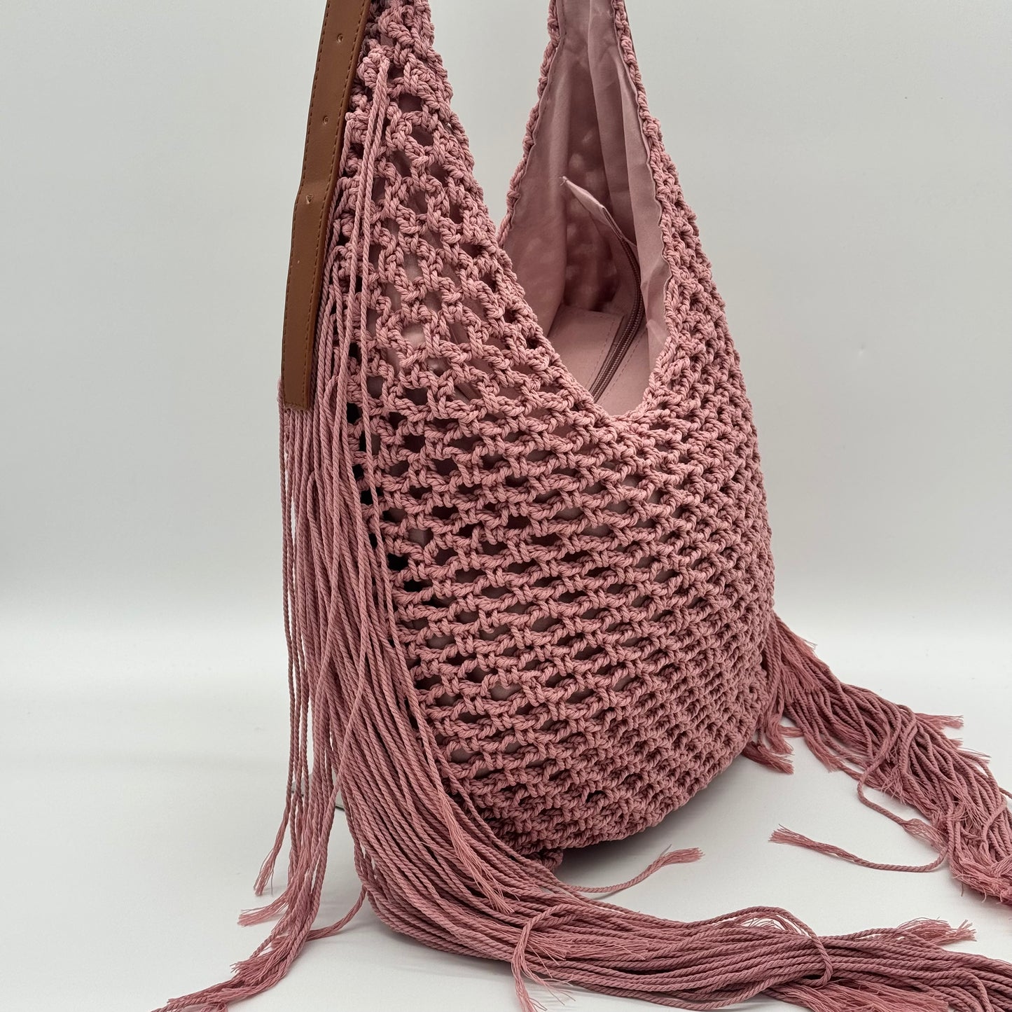 Crochet Shoulder Fringed Bag