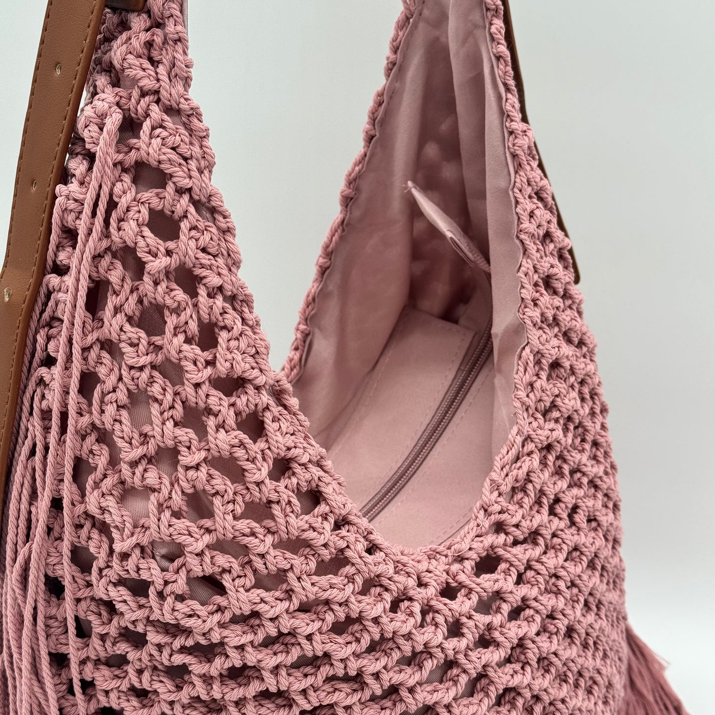 Crochet Shoulder Fringed Bag
