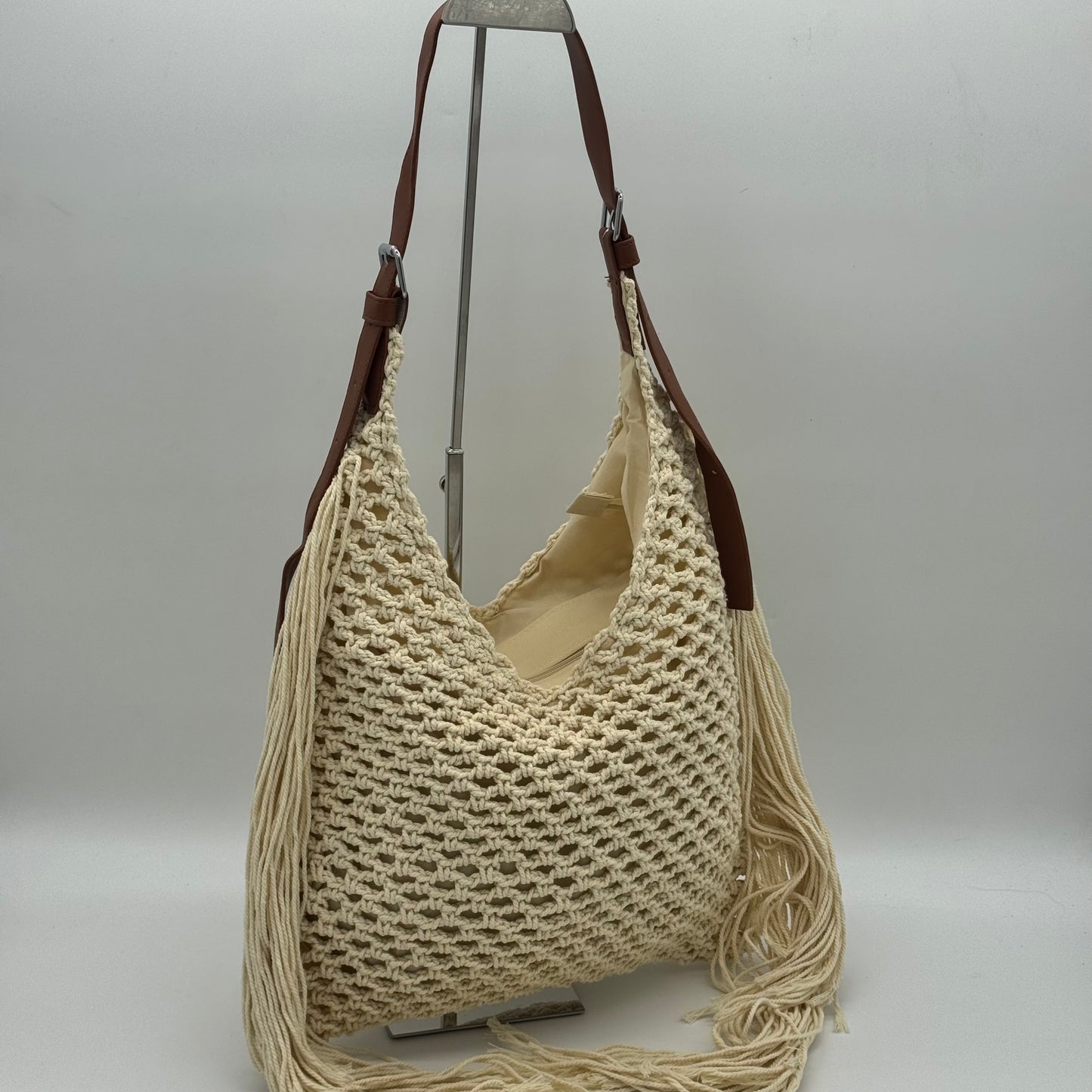 Crochet Shoulder Fringed Bag