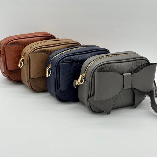 Faux Leather Bow Crossbody Bag