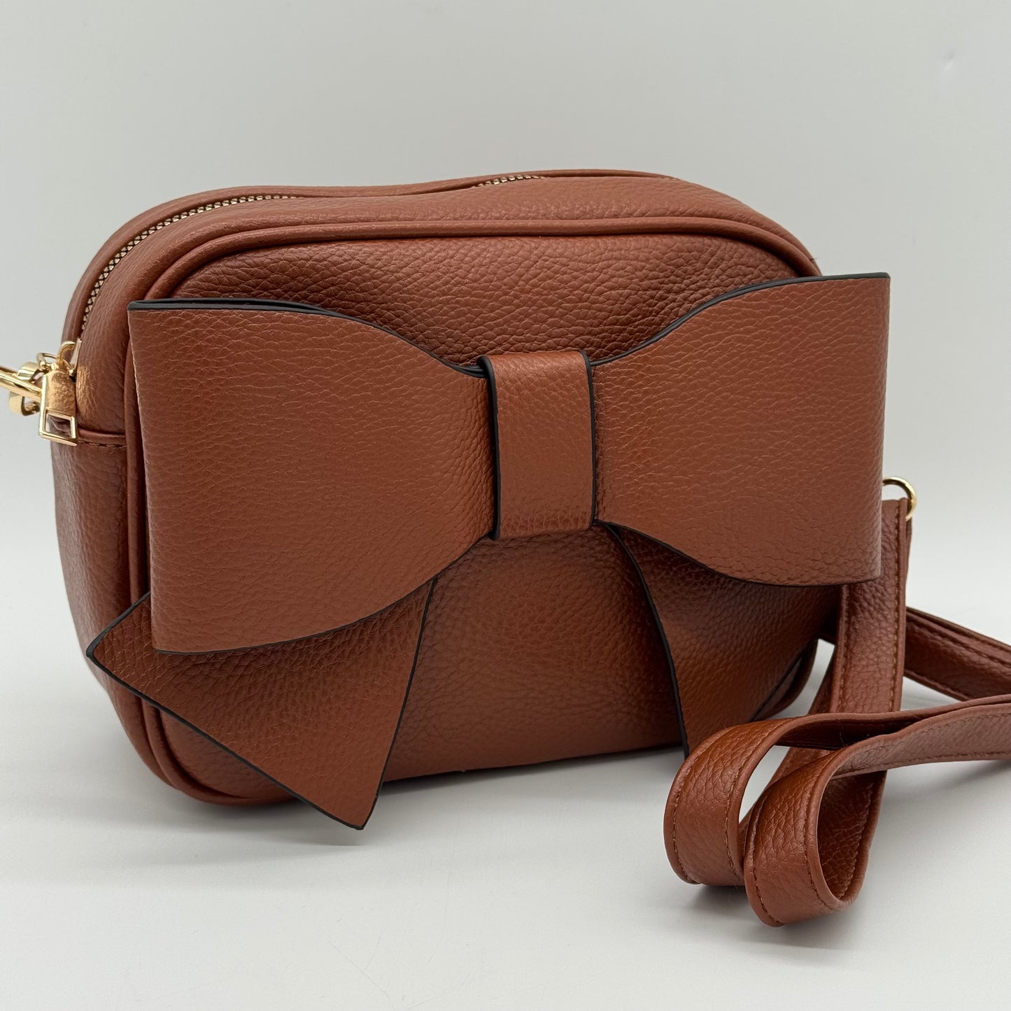 Faux Leather Bow Crossbody Bag