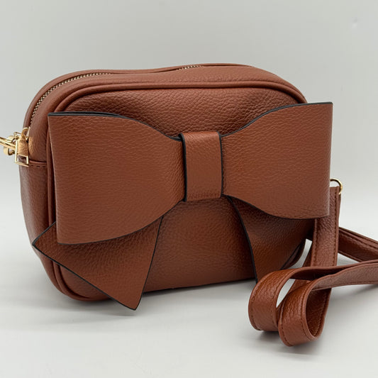 Faux Leather Bow Crossbody Bag