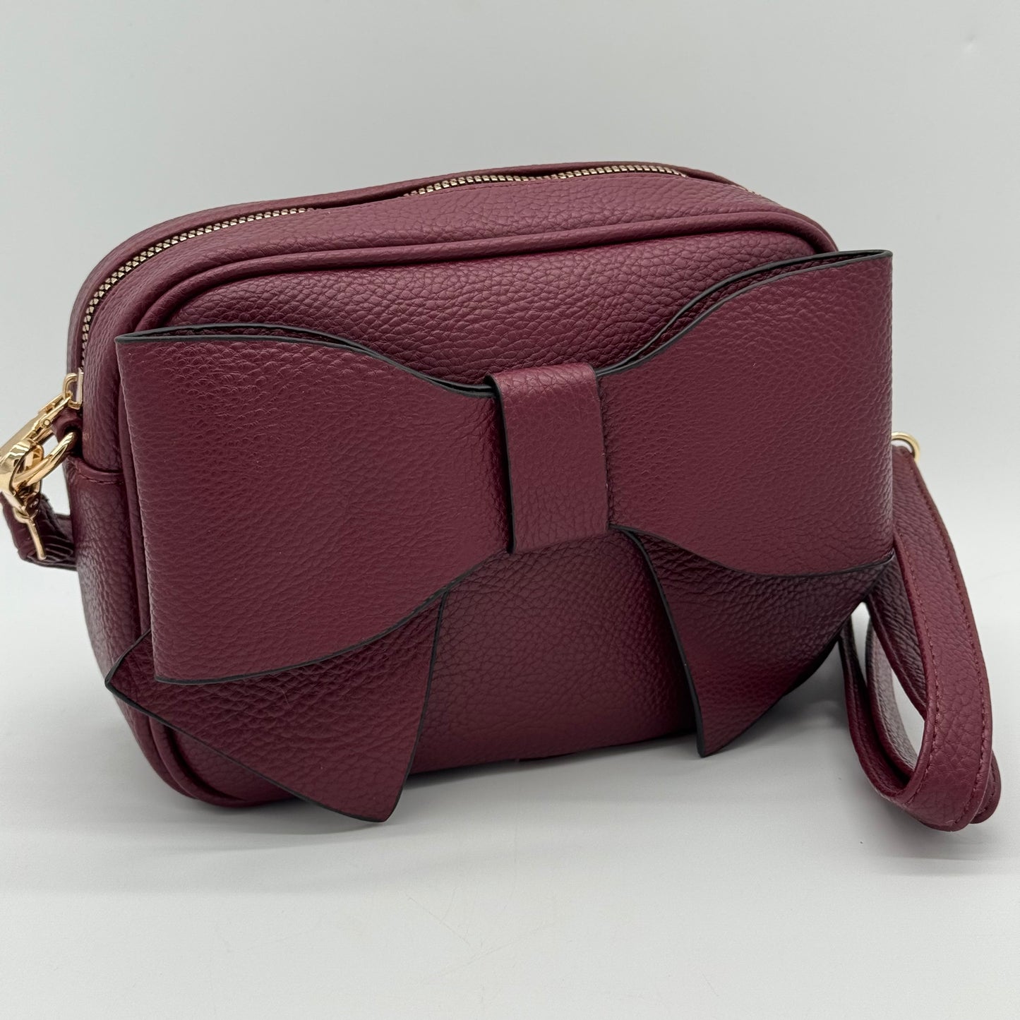 Faux Leather Bow Crossbody Bag
