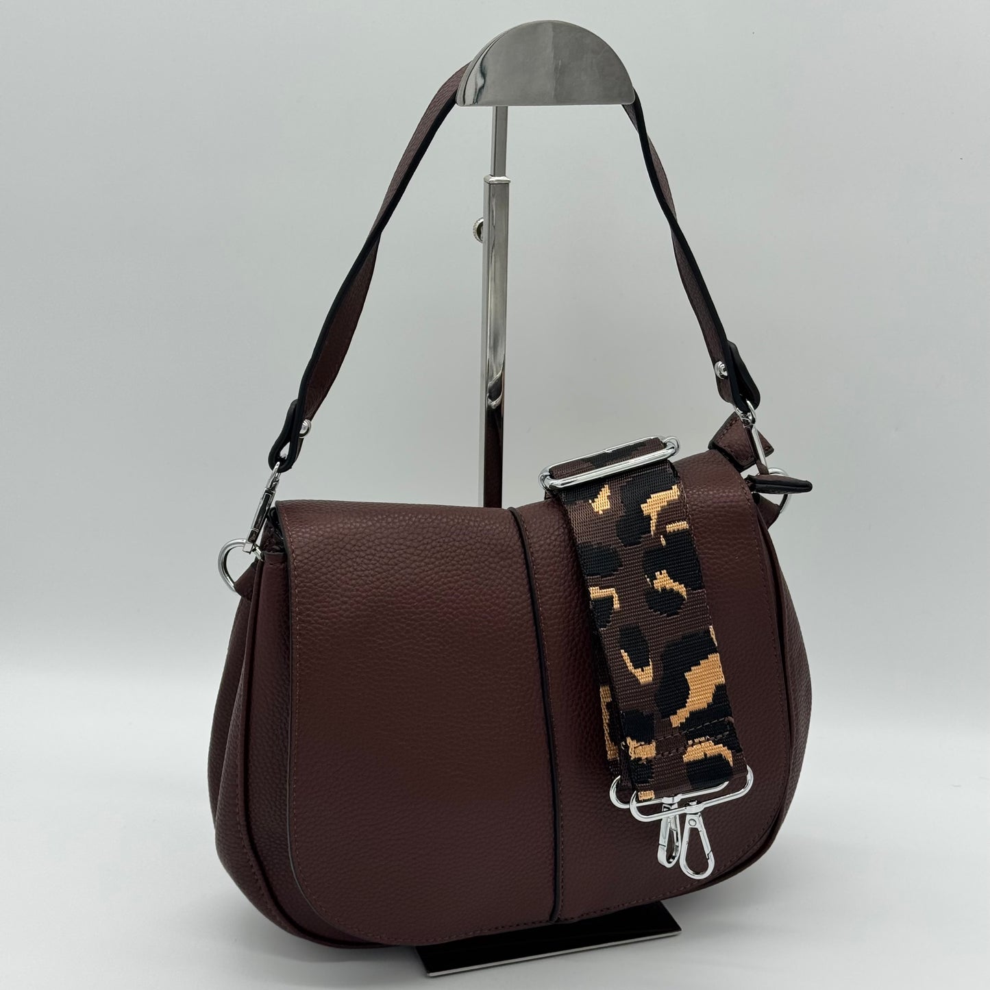 Faux Leather Crossbody Saddle Bag