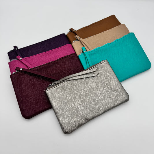 Faux Leather Accessory Zipped Pouch