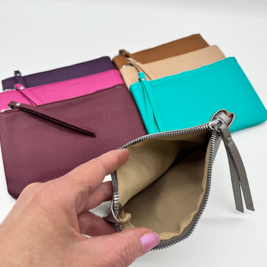 Faux Leather Accessory Zipped Pouch