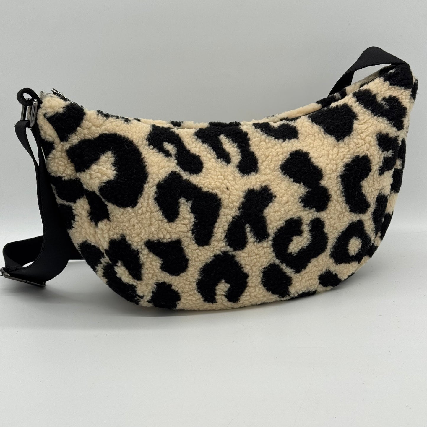 Faux Teddy Fur Leopard Dumpling Bag