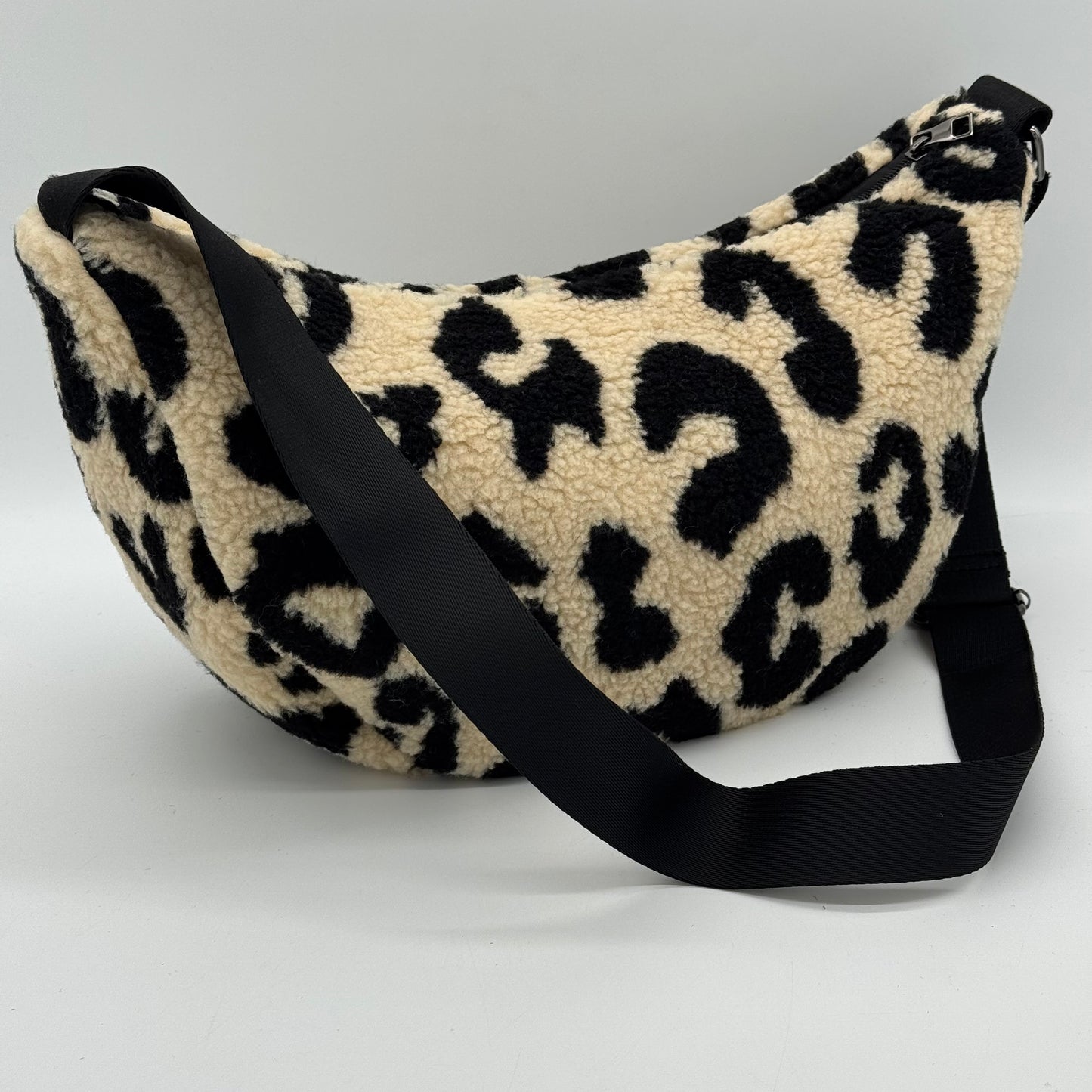 Faux Teddy Fur Leopard Dumpling Bag