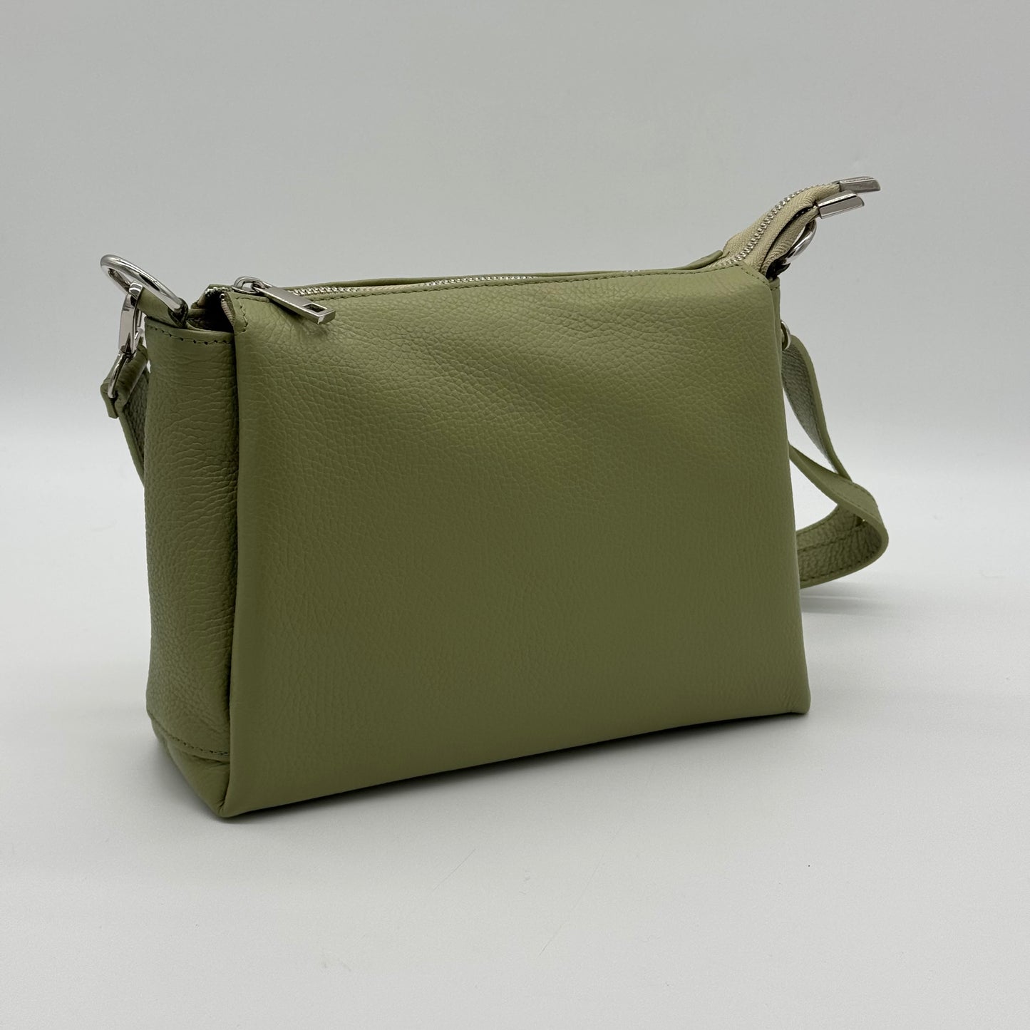 Leather Triple Compartment Crossbody Bag