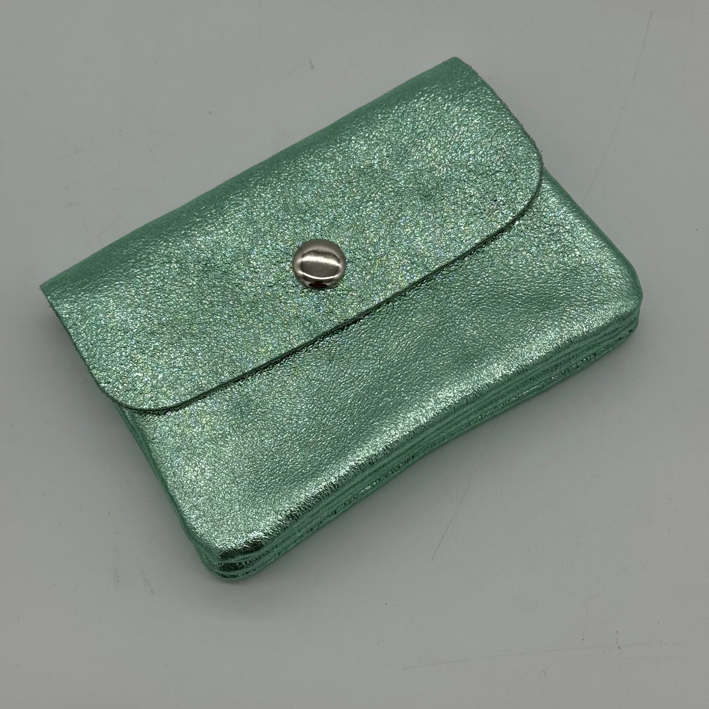 Leather Metallic Mini Popper Purse