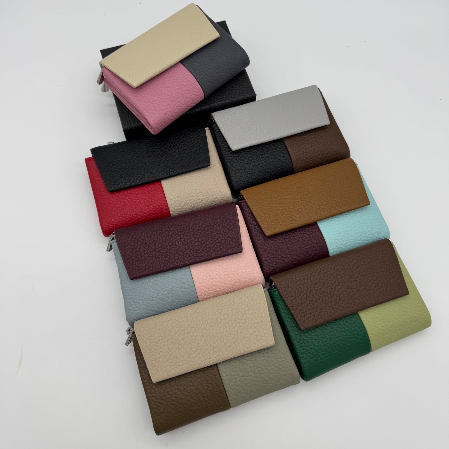 Faux Leather Tri Colour Purse Gift Boxed