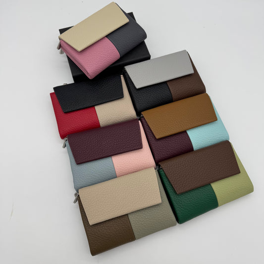 Faux Leather Tri Colour Purse Gift Boxed
