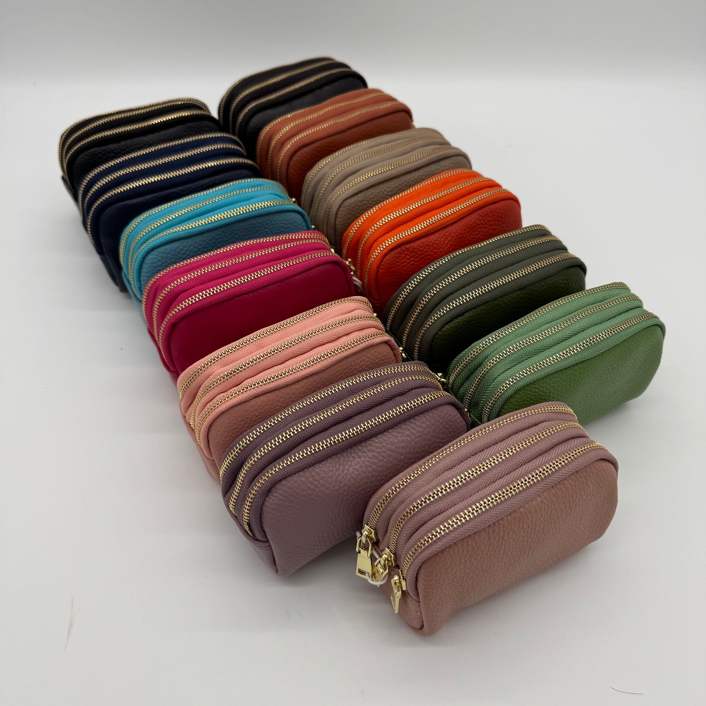 Leather Triple Zip Purse