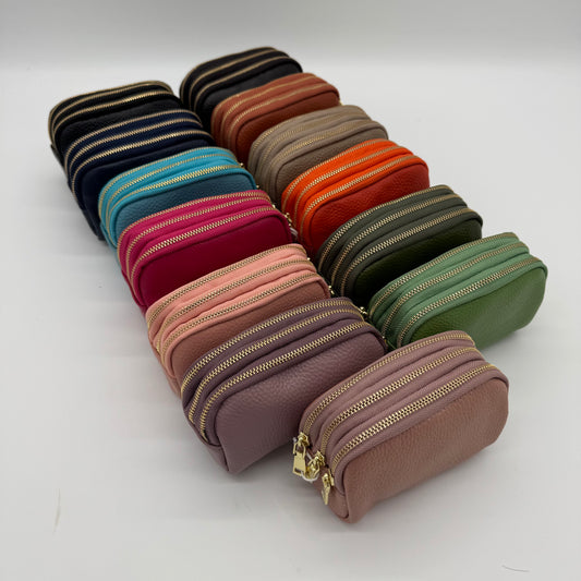 Leather Triple Zip Purse