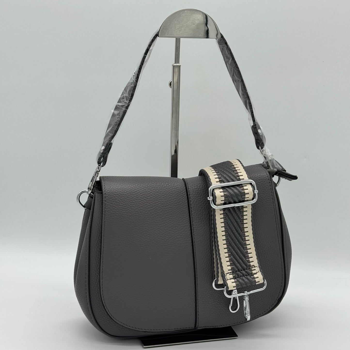 Faux Leather Crossbody Saddle Bag