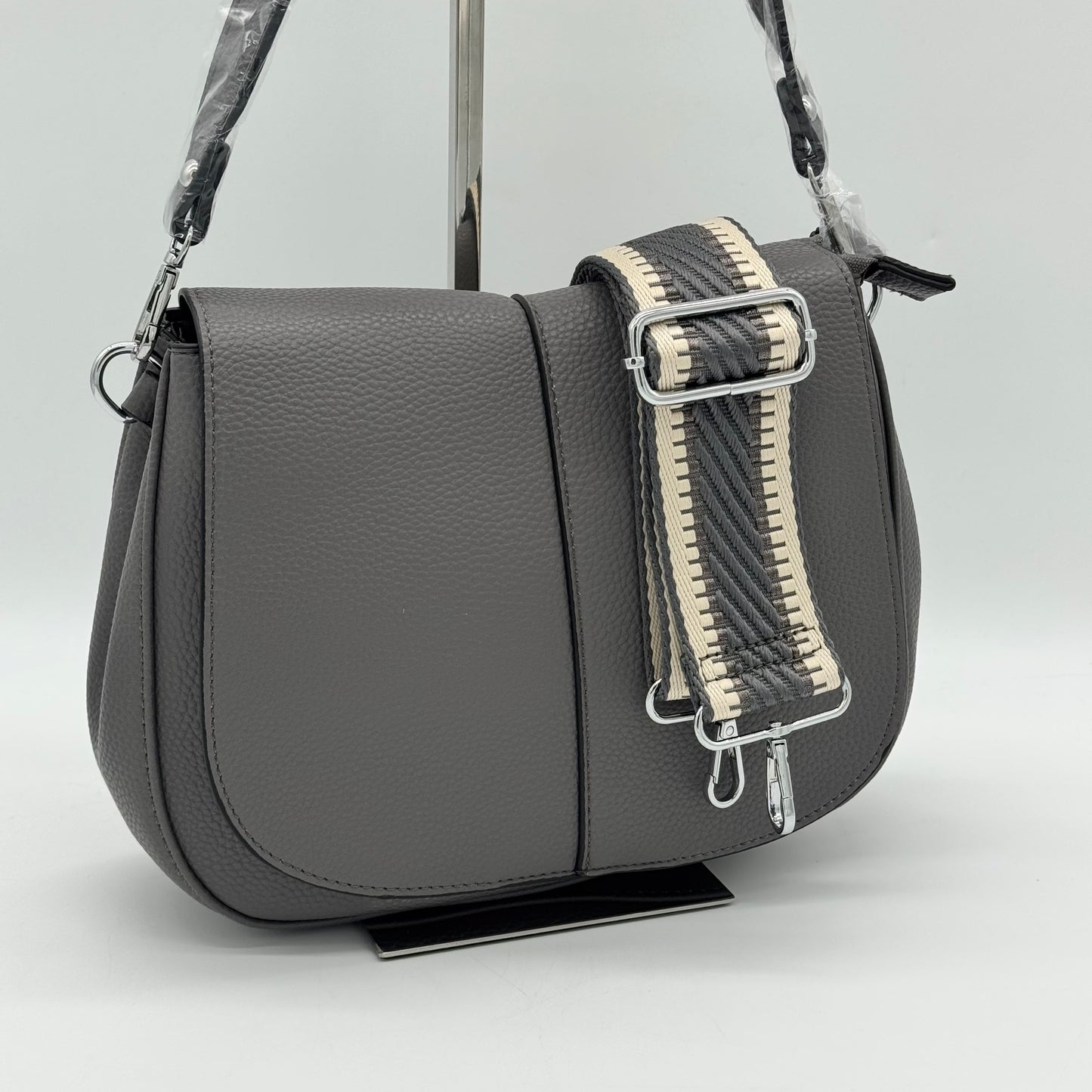 Faux Leather Crossbody Saddle Bag