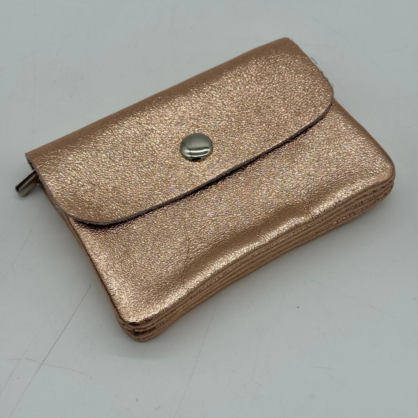Leather Metallic Mini Popper Purse