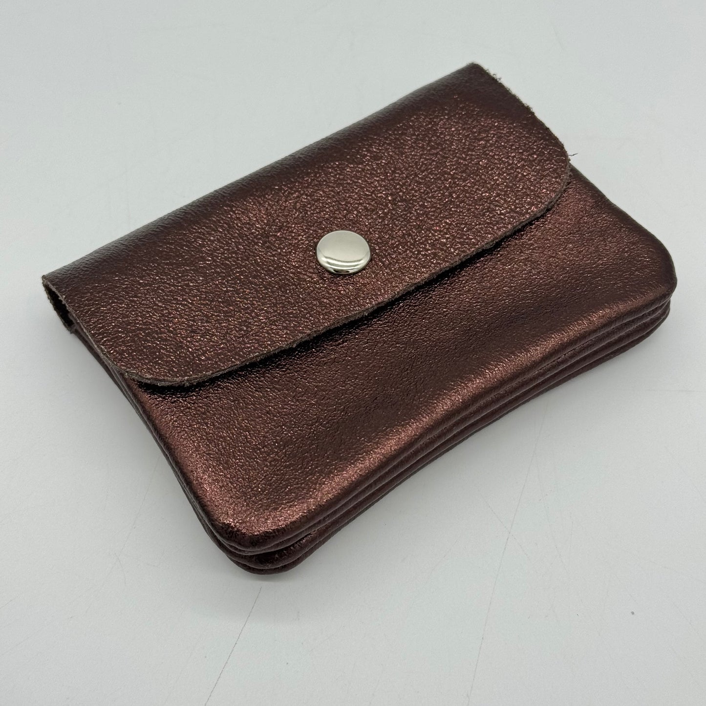 Leather Metallic Mini Popper Purse