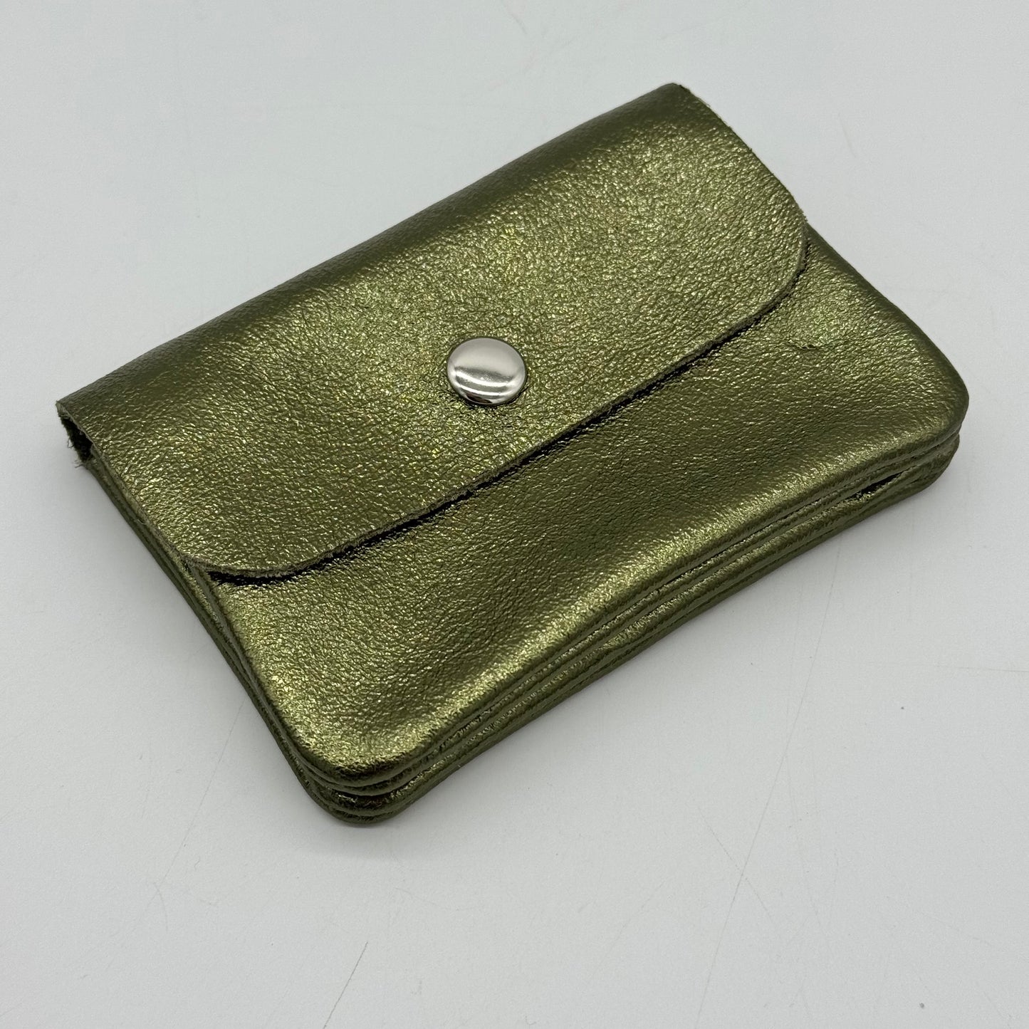 Leather Metallic Mini Popper Purse