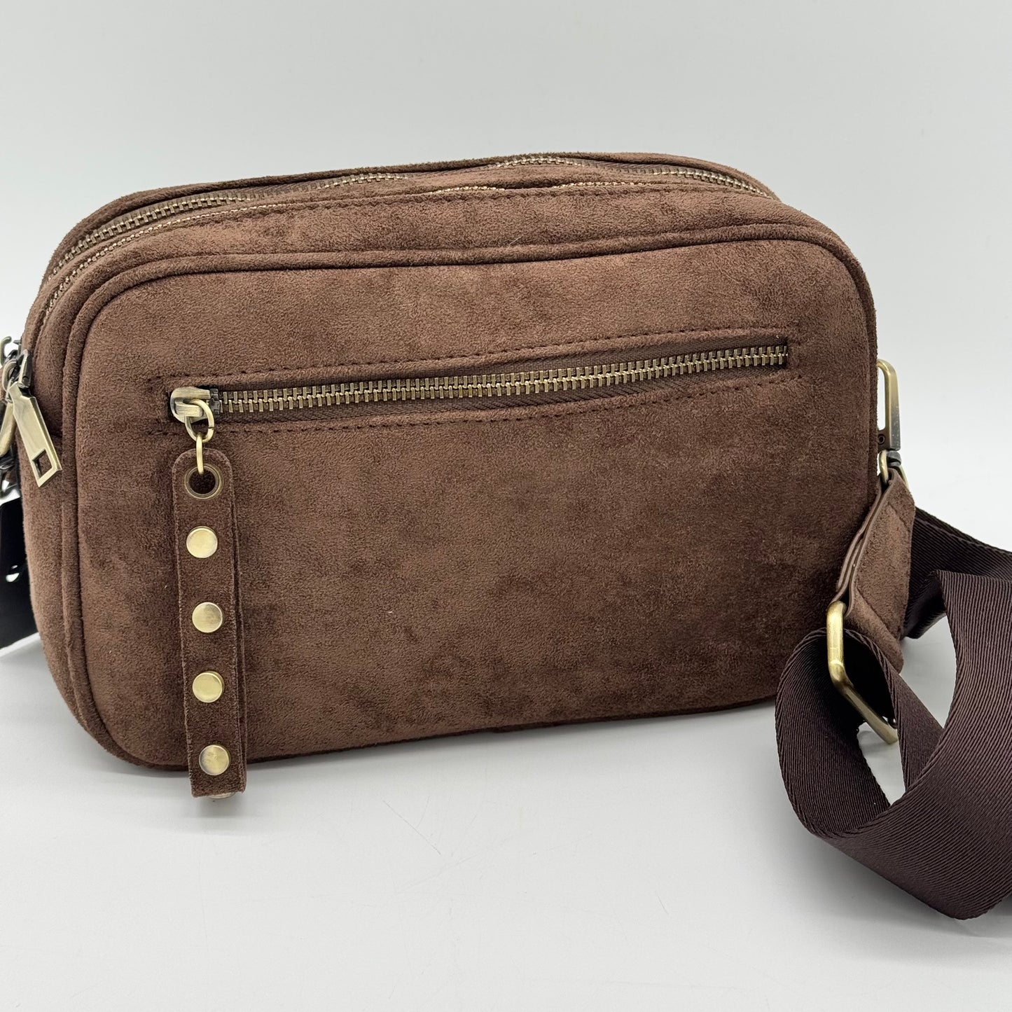 Faux Suede Crossbody Bag