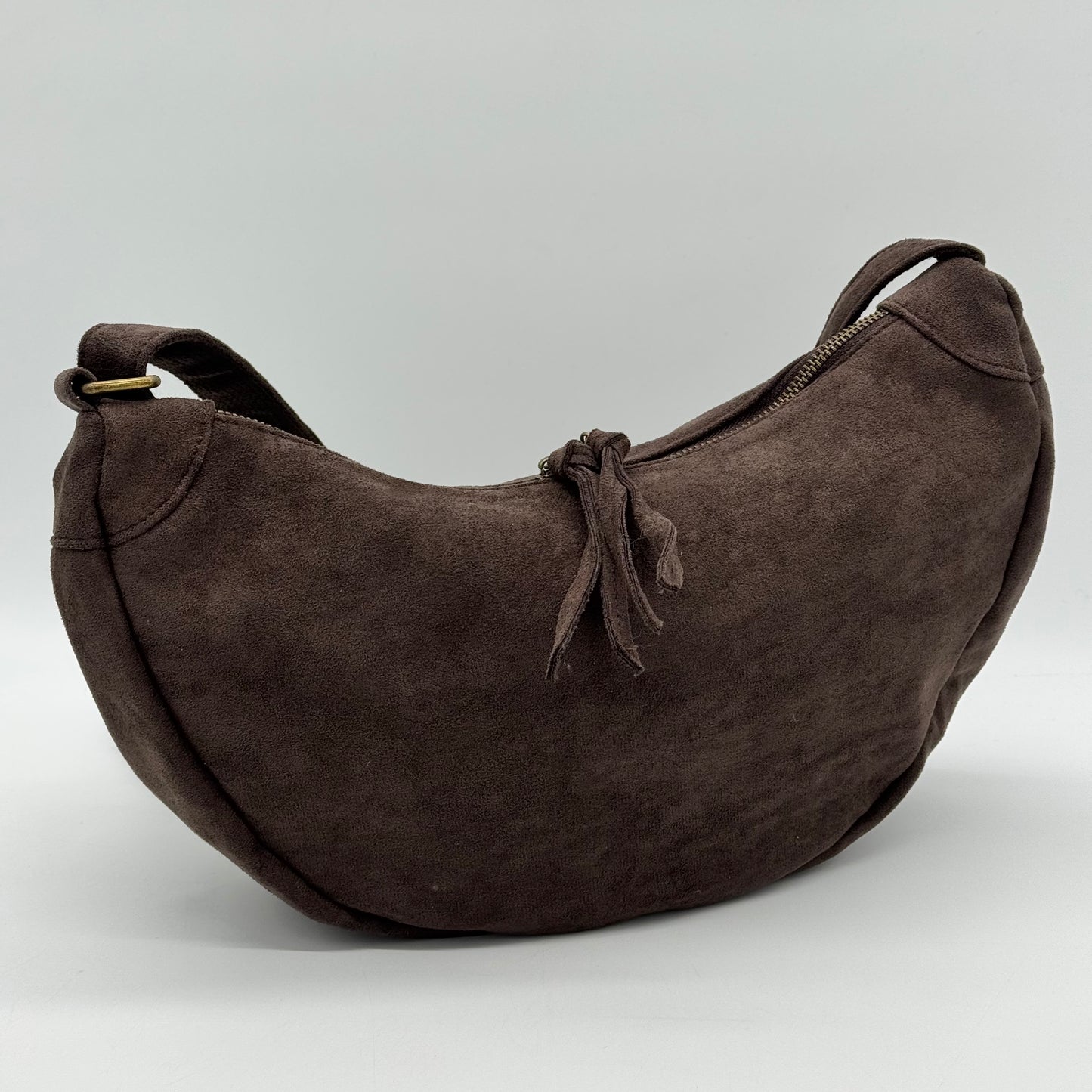 Faux Suede Half Moon Bag