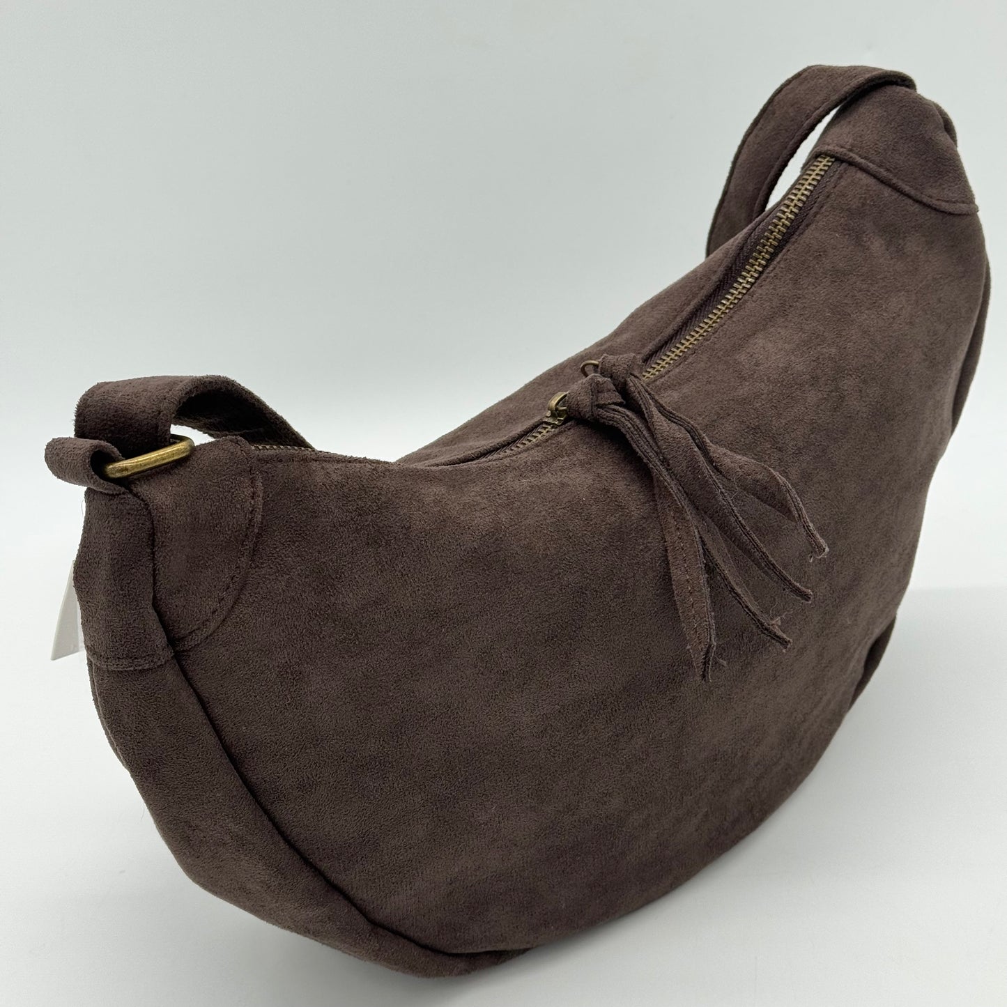 Faux Suede Half Moon Bag