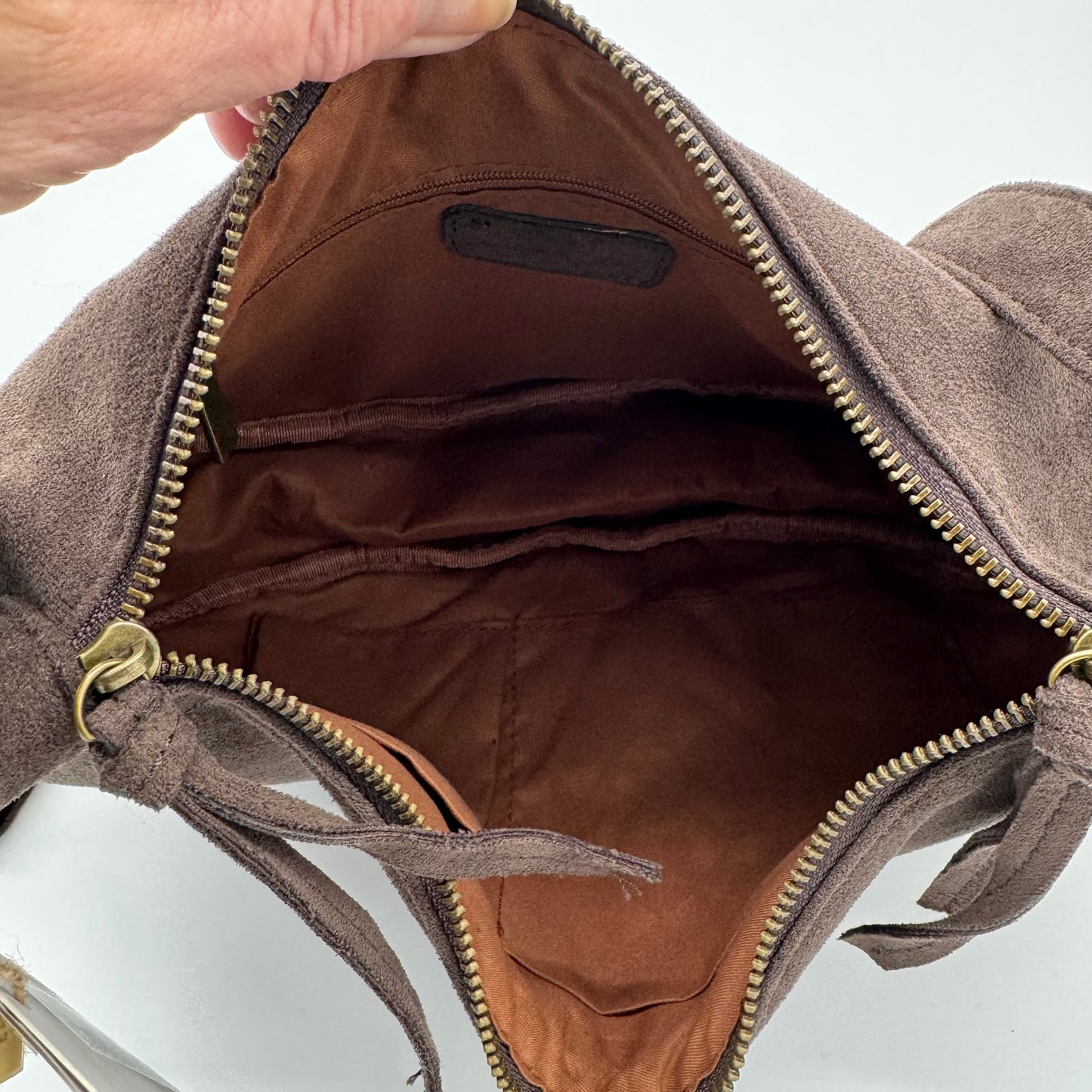 Faux Suede Half Moon Bag