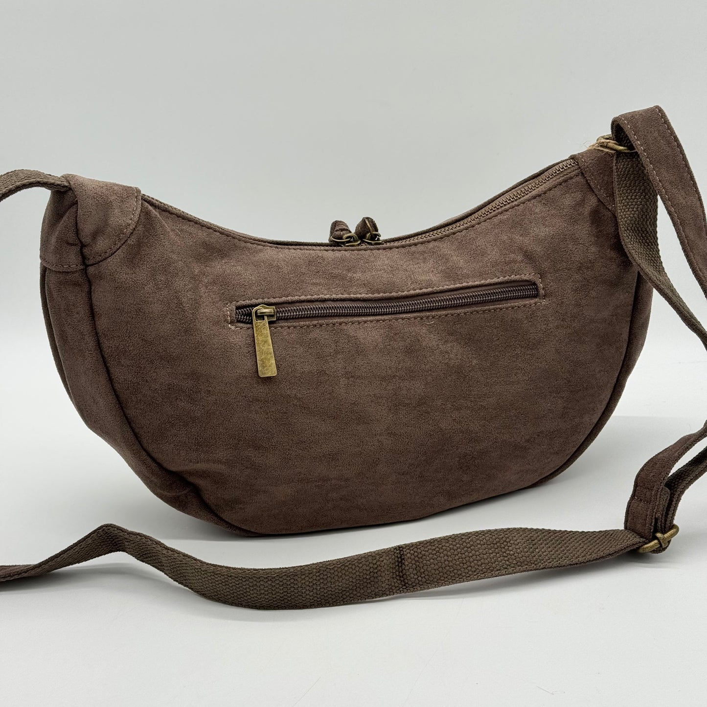 Faux Suede Half Moon Bag