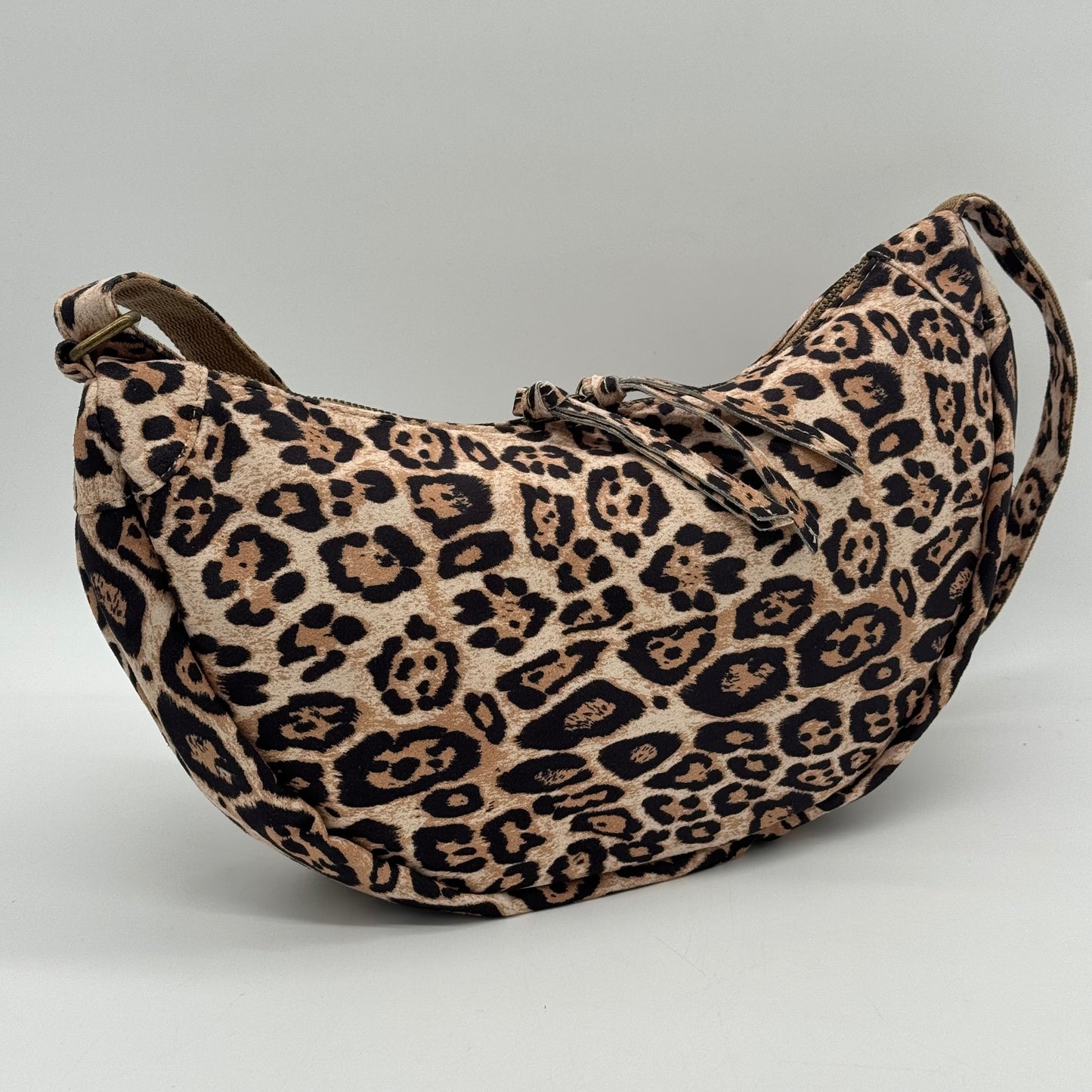 Faux Suede Half Moon Bag