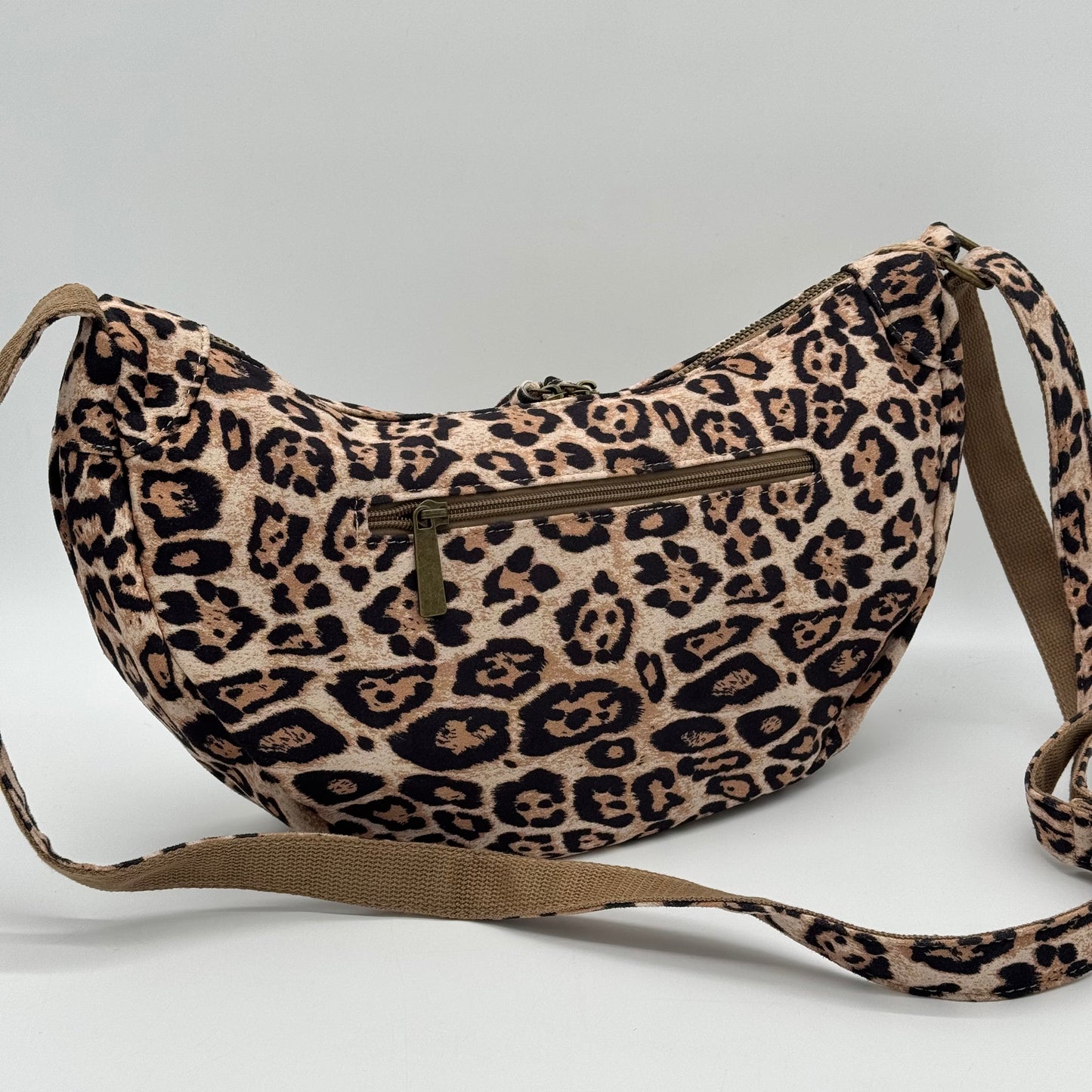 Faux Suede Half Moon Bag