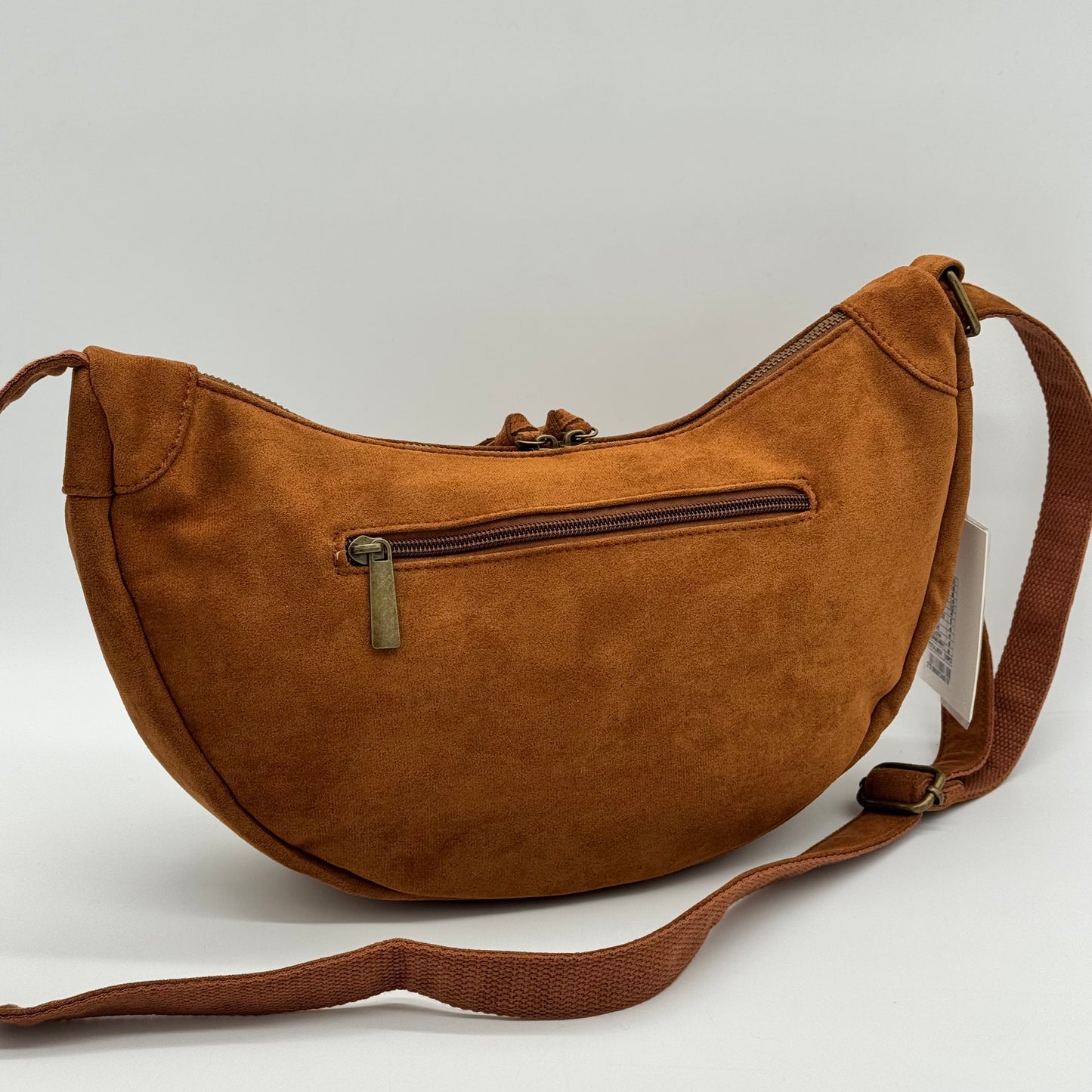 Faux Suede Half Moon Bag