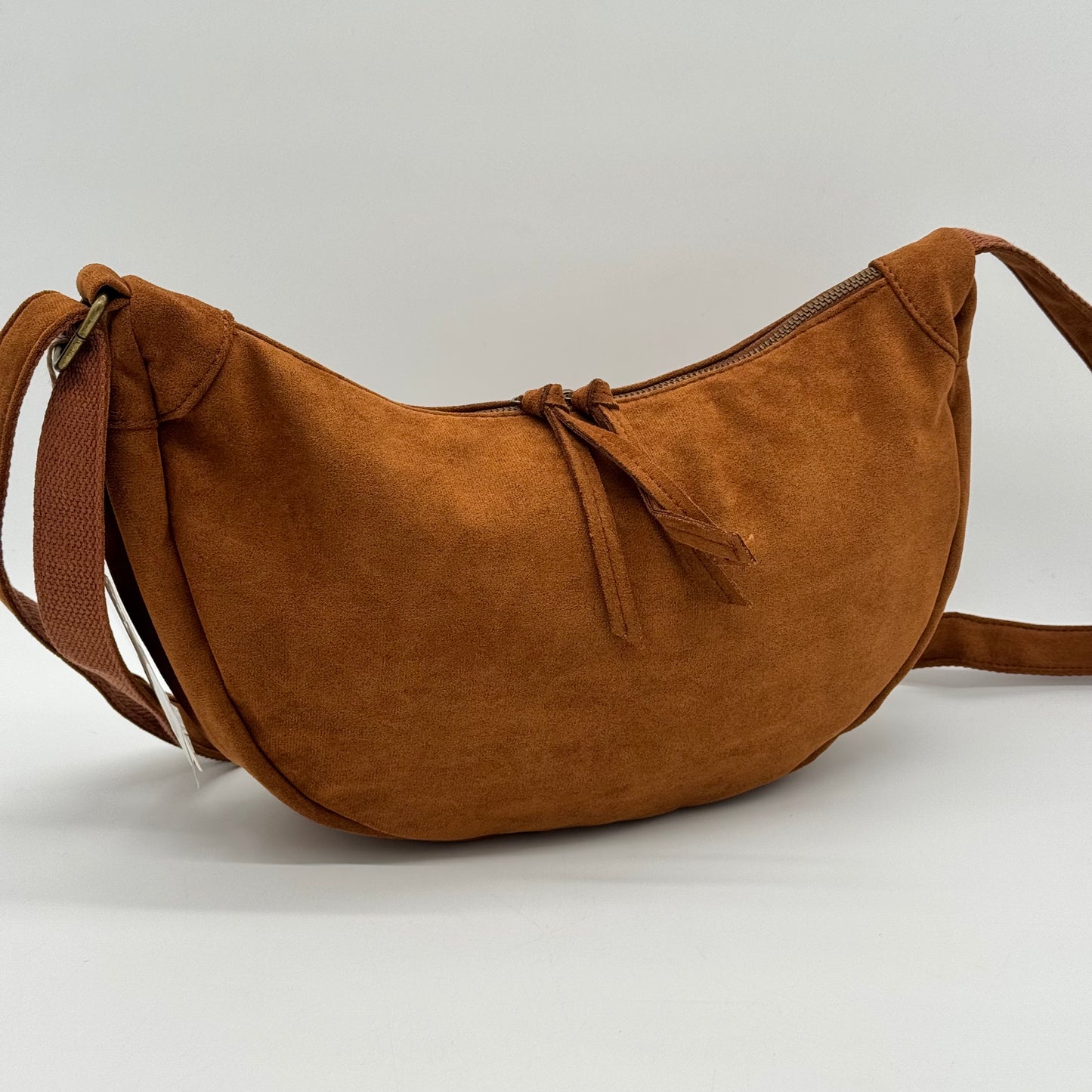 Faux Suede Half Moon Bag