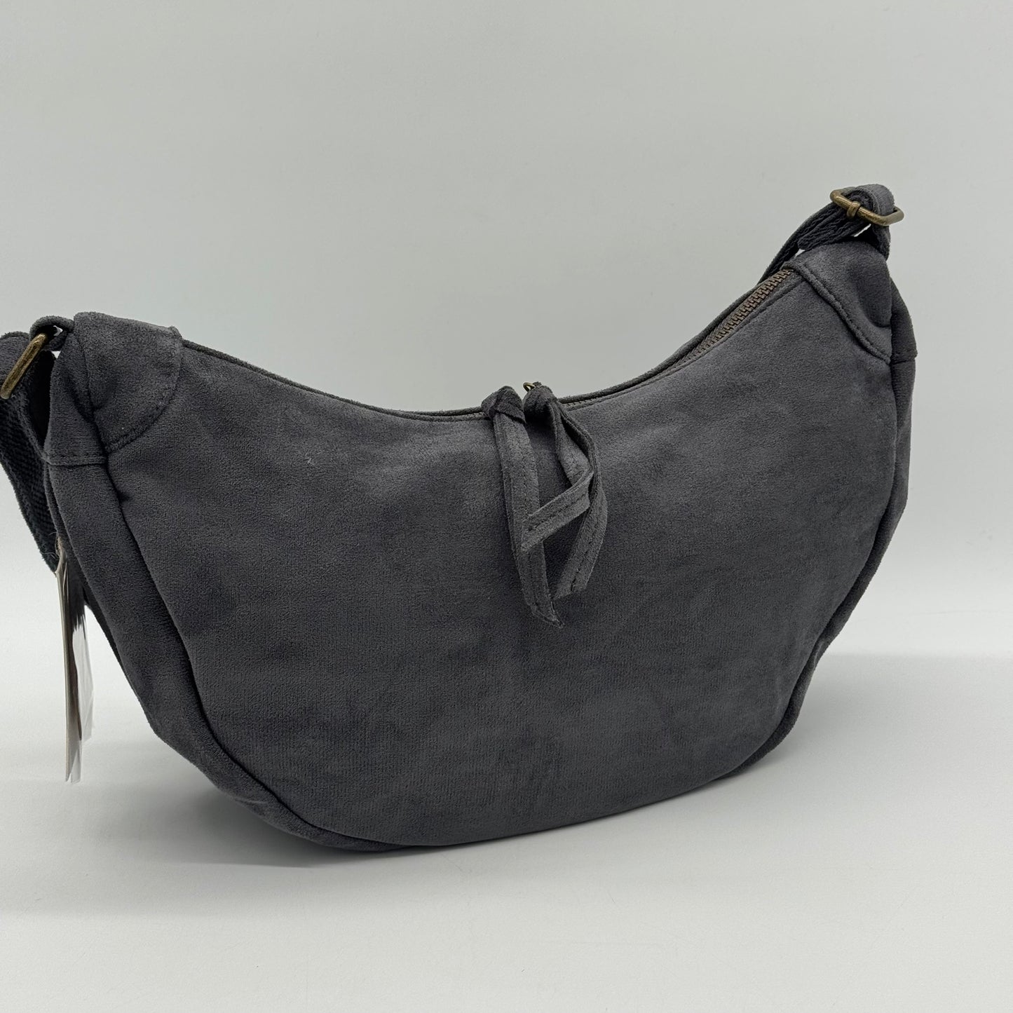 Faux Suede Half Moon Bag