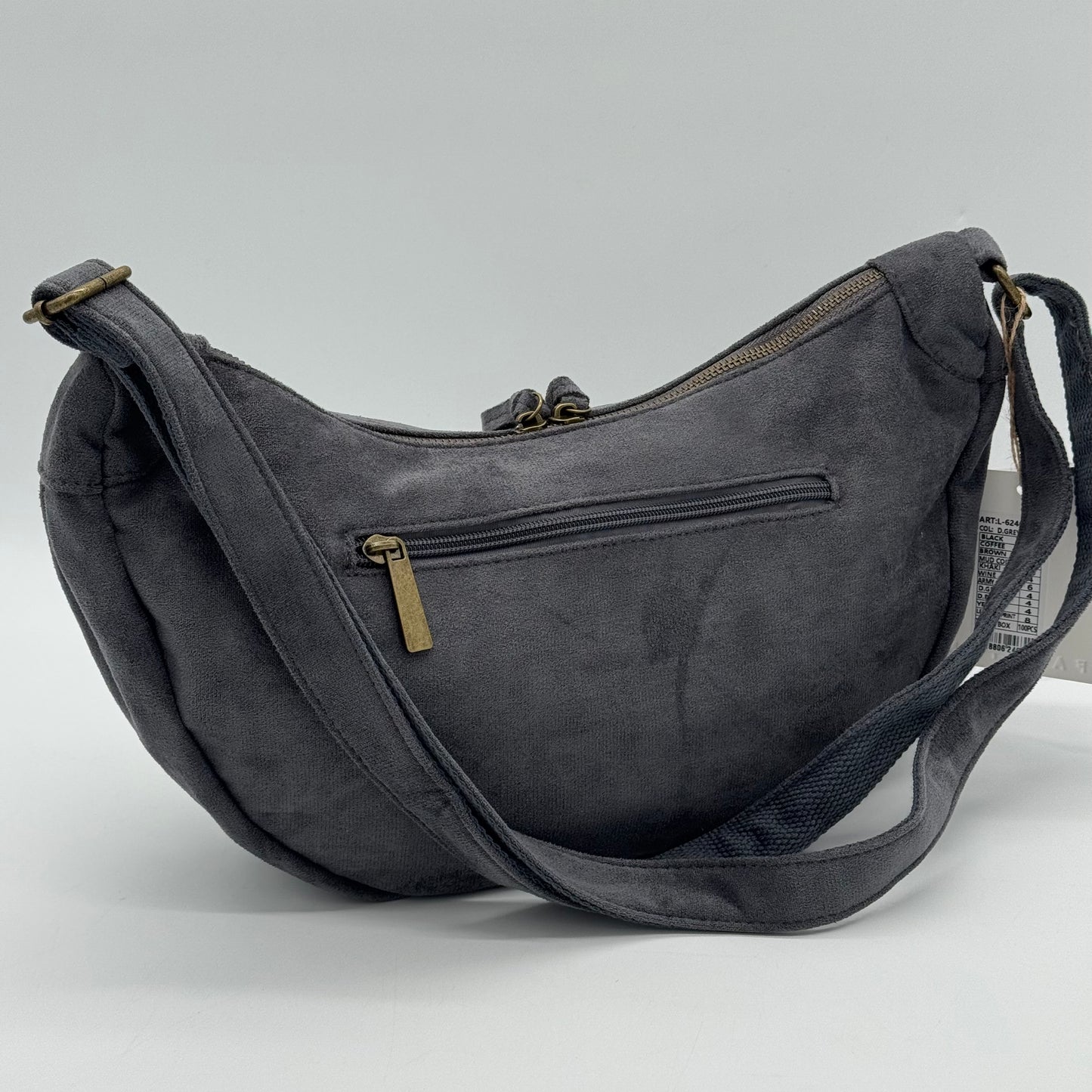 Faux Suede Half Moon Bag