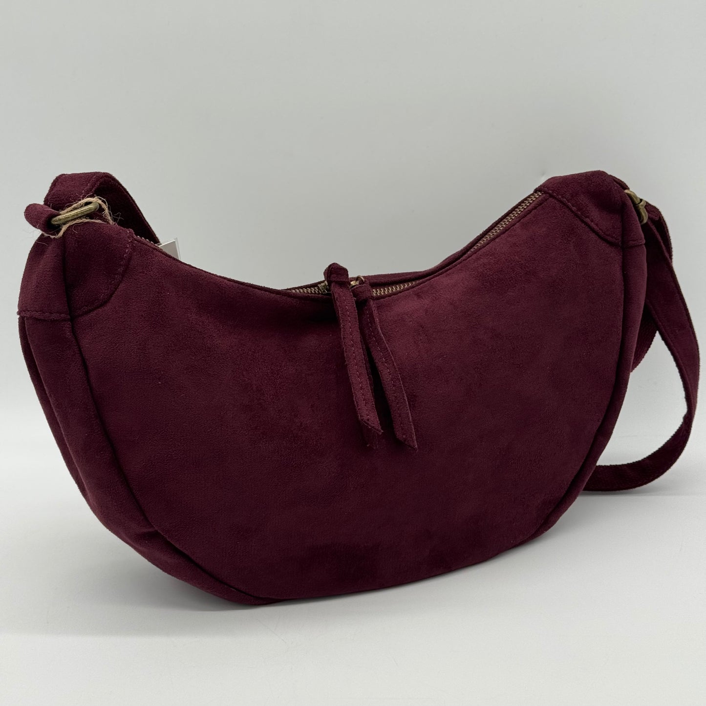 Faux Suede Half Moon Bag