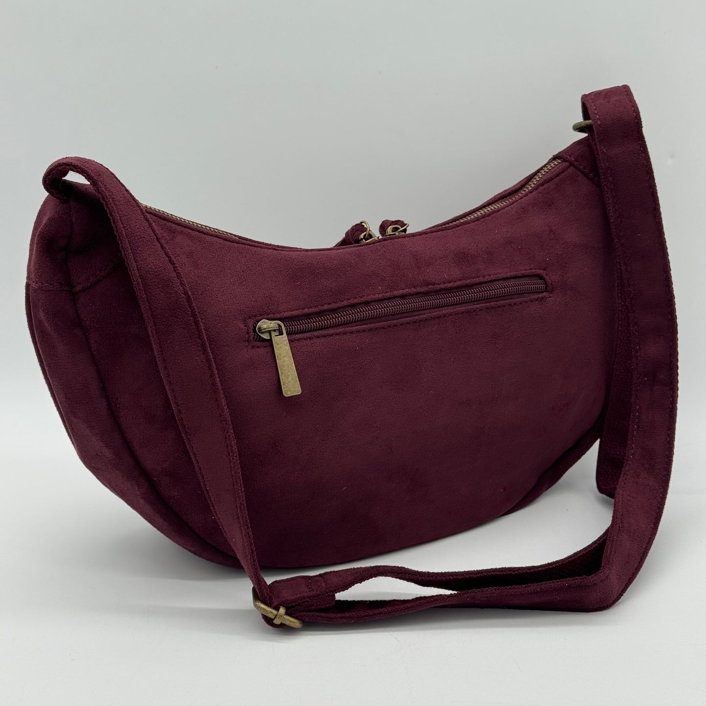 Faux Suede Half Moon Bag