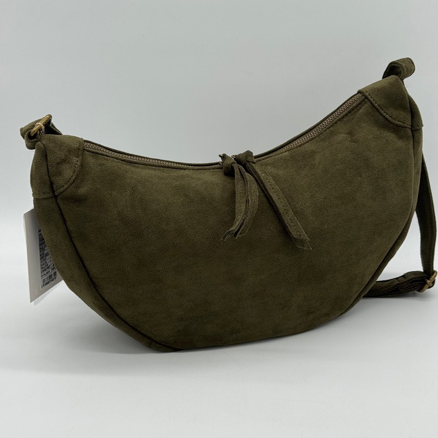 Faux Suede Half Moon Bag