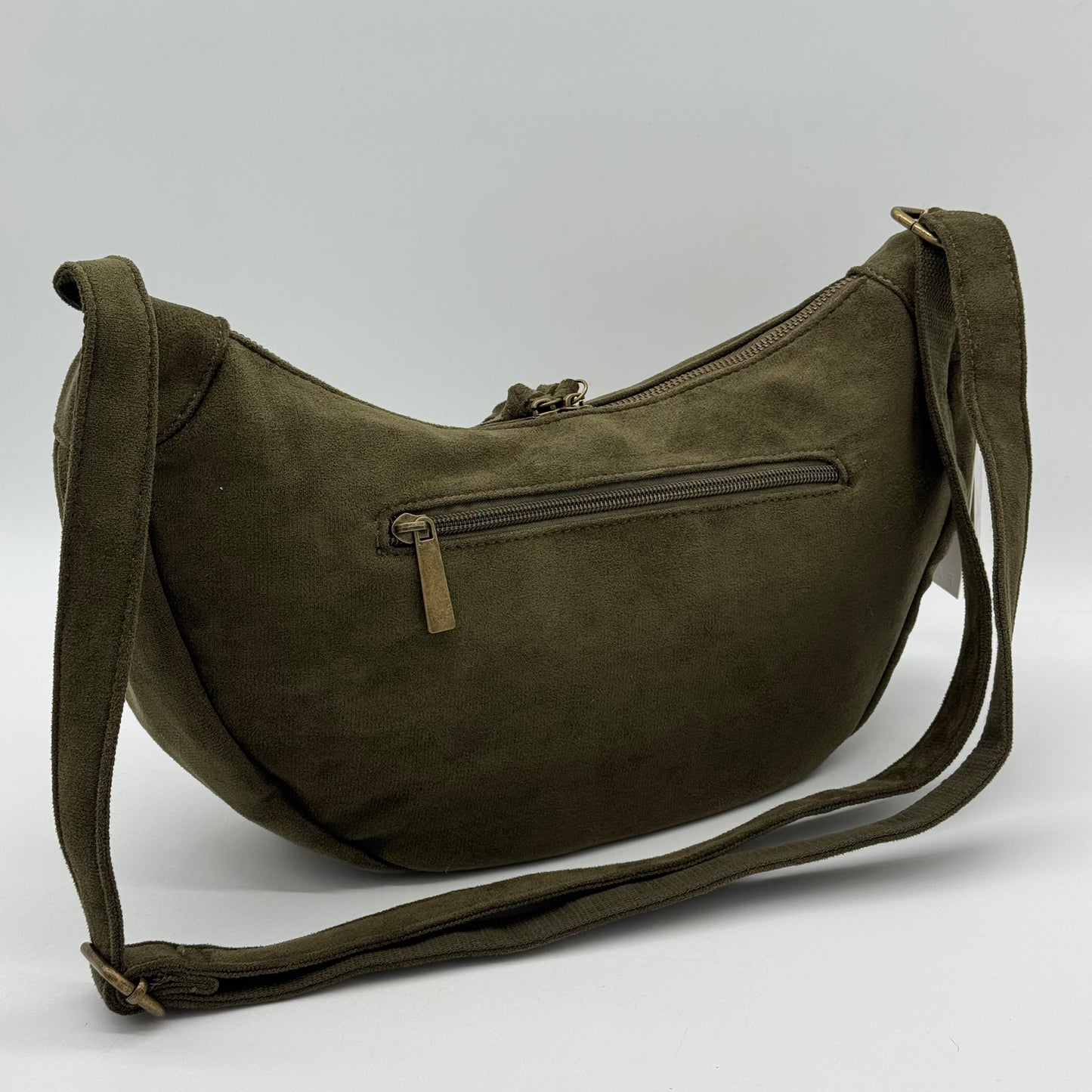 Faux Suede Half Moon Bag