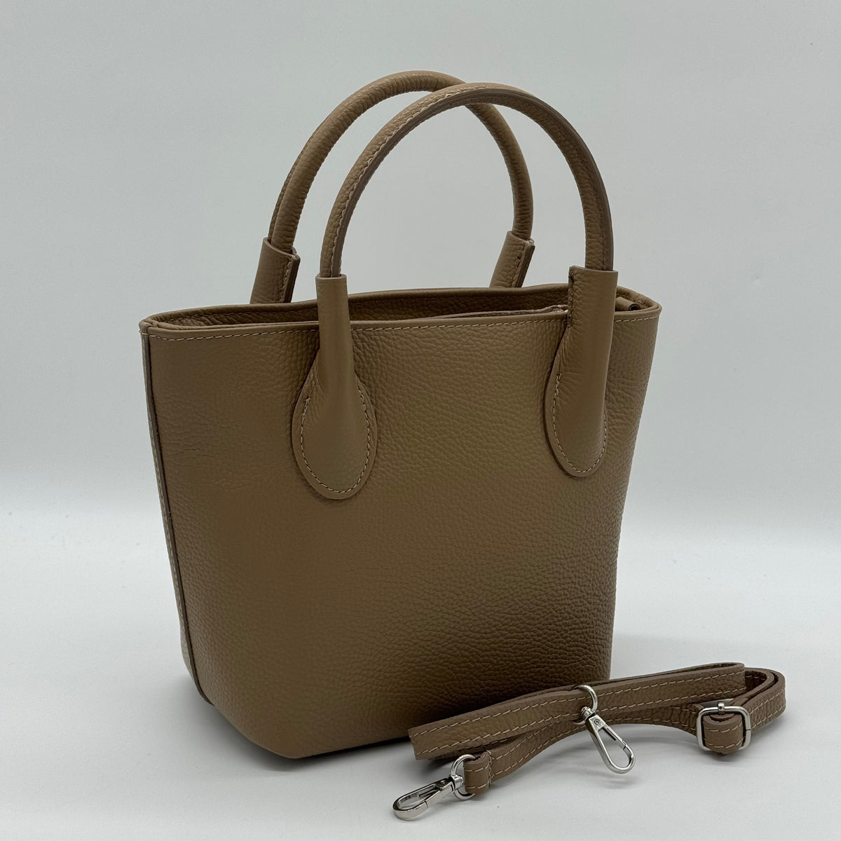 Leather Grab Crossbody Bucket Bag